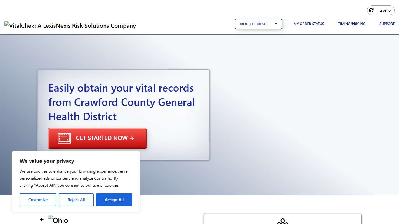 Crawford County General Health District (OH) Order Certificates - VitalChek
